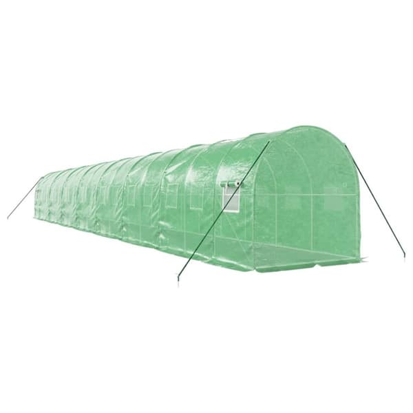 vidaXL Drivhus med stålramme grønn 32 m² 16x2x2 m