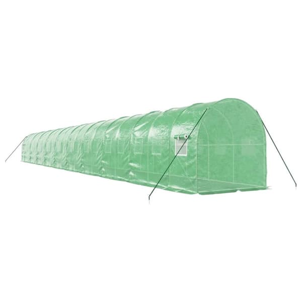 vidaXL Växthus med stålram grön 40 m² 20x2x2 m