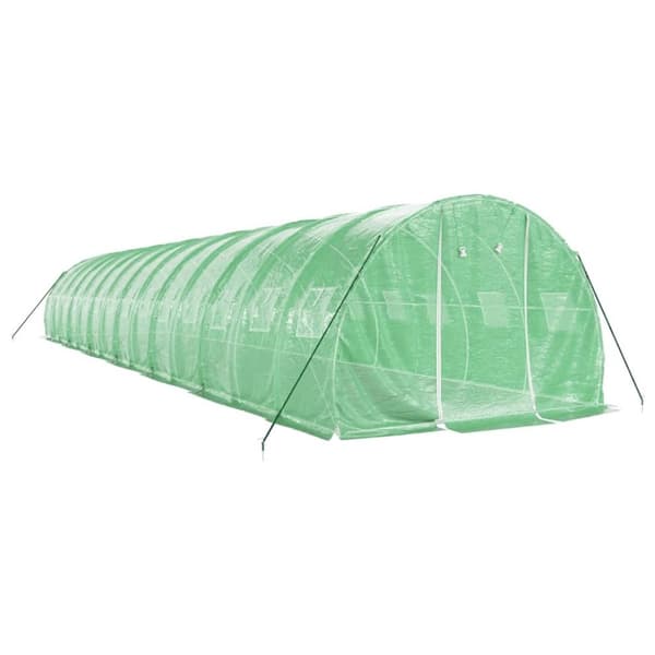 vidaXL Växthus med stålram grön 42 m² 14x3x2 m