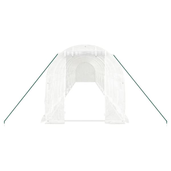vidaXL Drivhus med stålramme hvit 28 m² 14x2x2 m