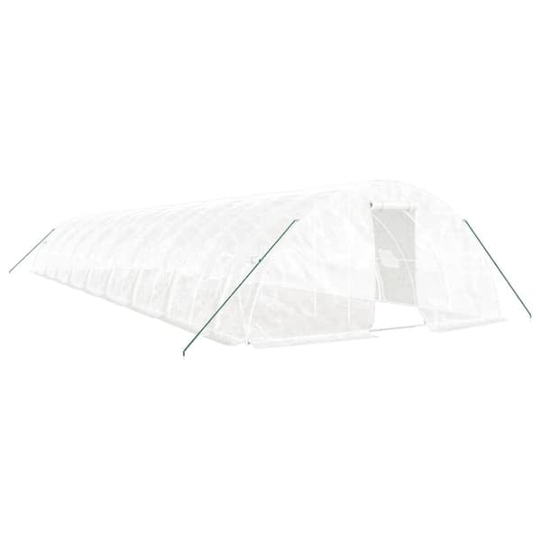 vidaXL Drivhus med stålramme hvit 90 m² 18x5x2,3 m