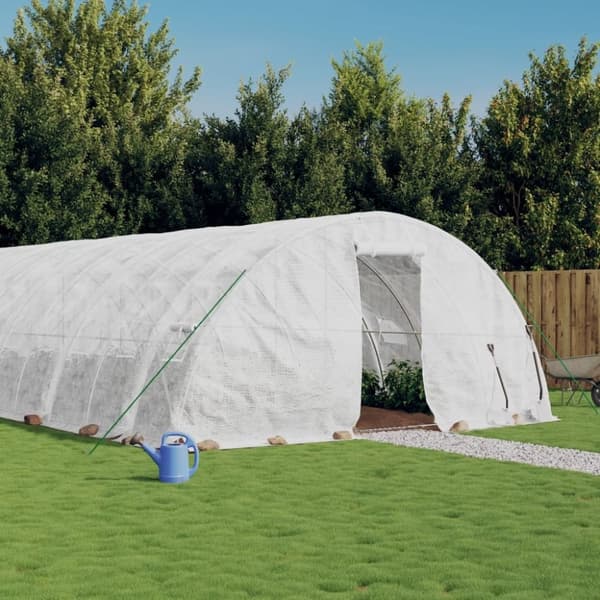 vidaXL drivhus med stålstel 90 m² 18x5x2,3 m hvid