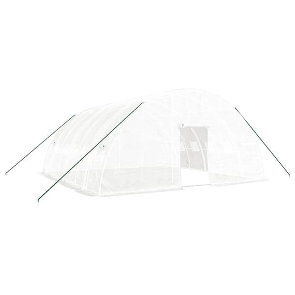 vidaXL drivhus med stålstel 36 m² 6x6x2,85 m hvid