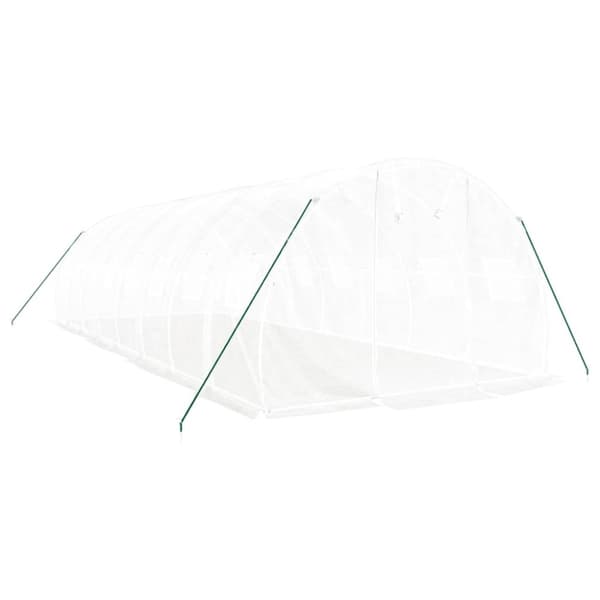 vidaXL Drivhus med stålramme hvit 24 m² 8x3x2 m