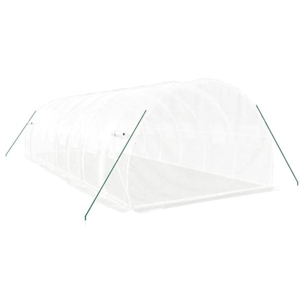 vidaXL Drivhus med stålramme hvit 24 m² 8x3x2 m