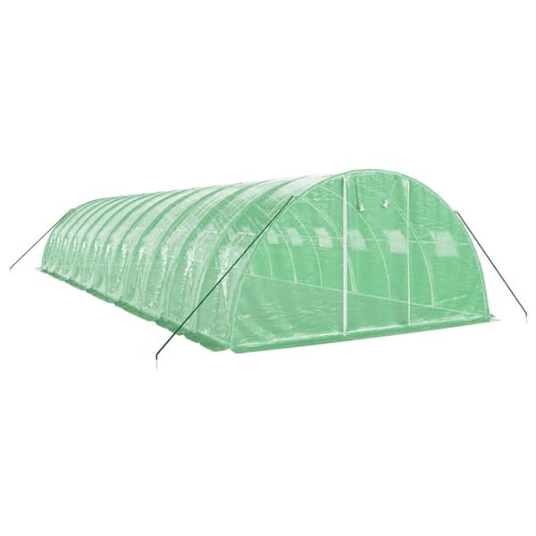 vidaXL drivhus med stålstel 48 m² 12x4x2 m grøn