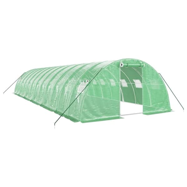 vidaXL drivhus med stålstel 48 m² 12x4x2 m grøn