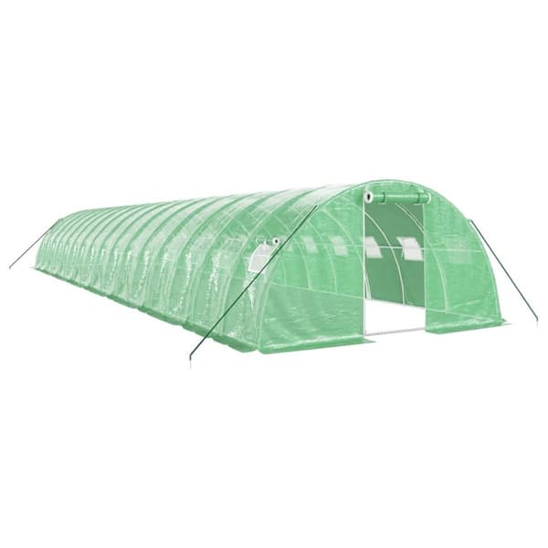 vidaXL Växthus med stålram grön 64 m² 16x4x2 m