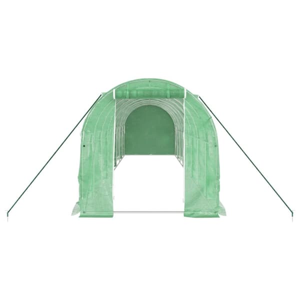 vidaXL Växthus med stålram grön 16 m² 8x2x2 m