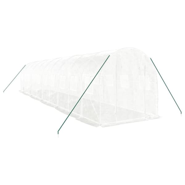 vidaXL Drivhus med stålramme hvit 20 m² 10x2x2 m