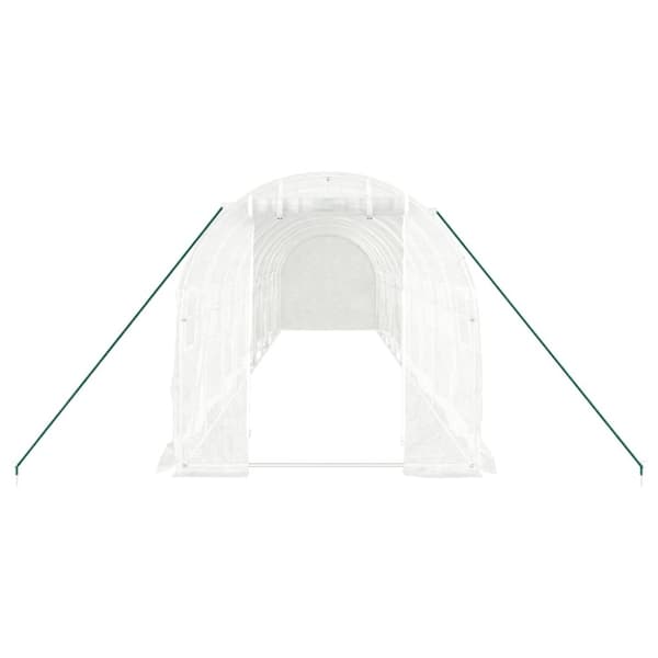 vidaXL Drivhus med stålramme hvit 20 m² 10x2x2 m