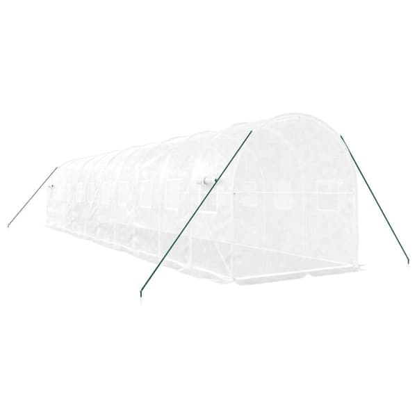 vidaXL Drivhus med stålramme hvit 20 m² 10x2x2 m