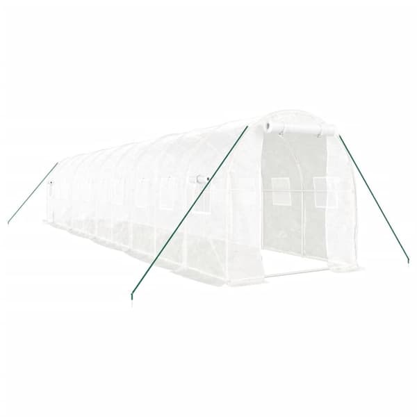 vidaXL Drivhus med stålramme hvit 20 m² 10x2x2 m