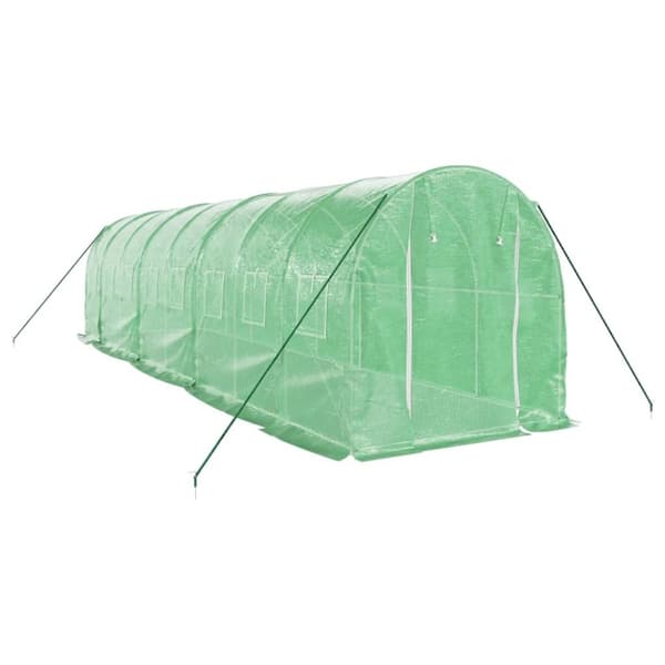 vidaXL drivhus med stålstel 16 m² 8x2x2 m grøn