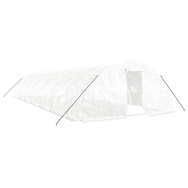 vidaXL drivhus med stålstel 70 m² 14x5x2,3 m hvid