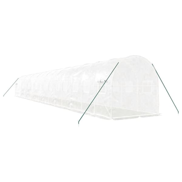vidaXL Växthus med stålram vit 32 m² 16x2x2 m
