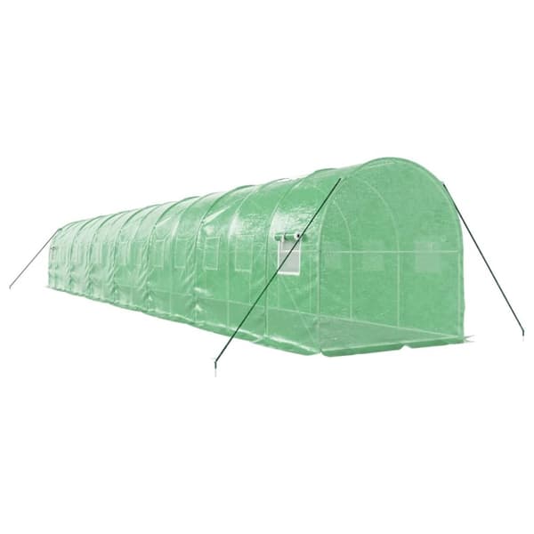 vidaXL Växthus med stålram grön 28 m² 14x2x2 m