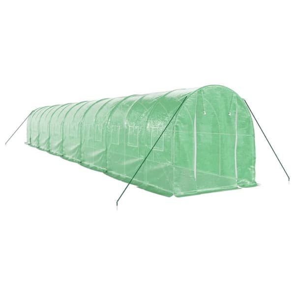 vidaXL drivhus med stålstel 28 m² 14x2x2 m grøn