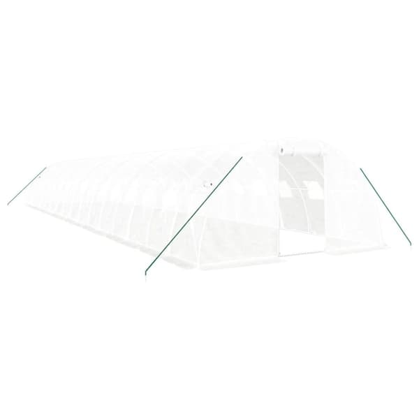 vidaXL Drivhus med stålramme hvit 64 m² 16x4x2 m