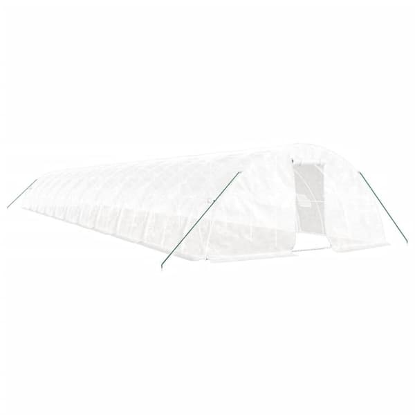 vidaXL drivhus med stålstel 110 m² 22x5x2,3 m hvid