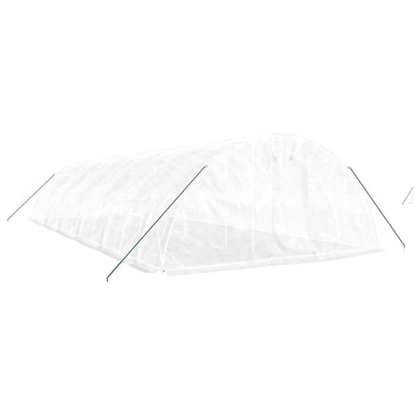 vidaXL Växthus med stålram vit 60 m² 12x5x2,3 m