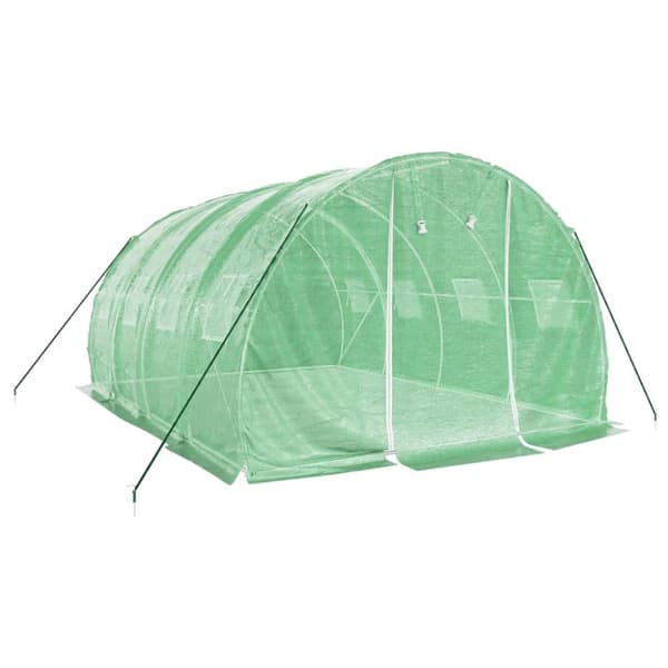 vidaXL drivhus med stålstel 12 m² 4x3x2 m grøn