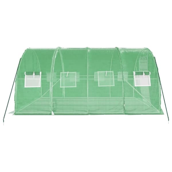vidaXL drivhus med stålstel 12 m² 4x3x2 m grøn