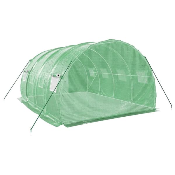 vidaXL drivhus med stålstel 12 m² 4x3x2 m grøn