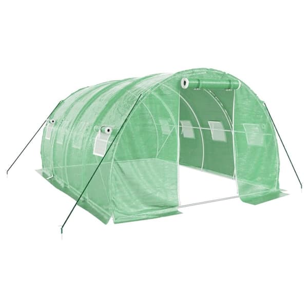 vidaXL drivhus med stålstel 12 m² 4x3x2 m grøn