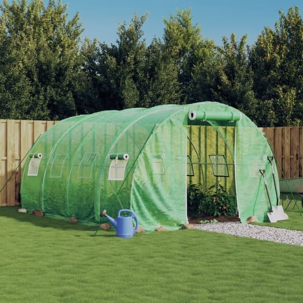 vidaXL drivhus med stålstel 12 m² 4x3x2 m grøn