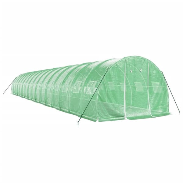 vidaXL Drivhus med stålramme grønn 48 m² 16x3x2 m