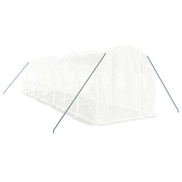 vidaXL Drivhus med stålramme hvit 16 m² 8x2x2 m