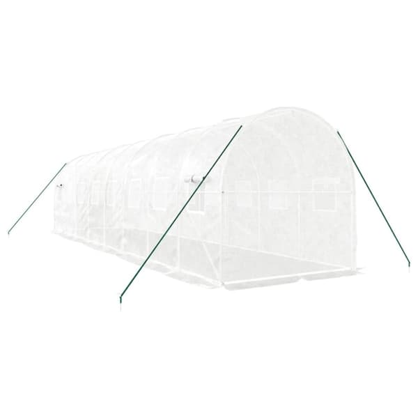 vidaXL Drivhus med stålramme hvit 16 m² 8x2x2 m