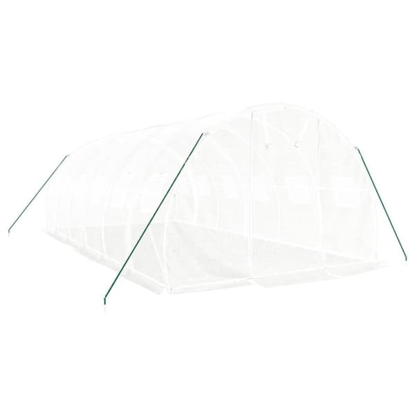 vidaXL Växthus med stålram vit 18 m² 6x3x2 m