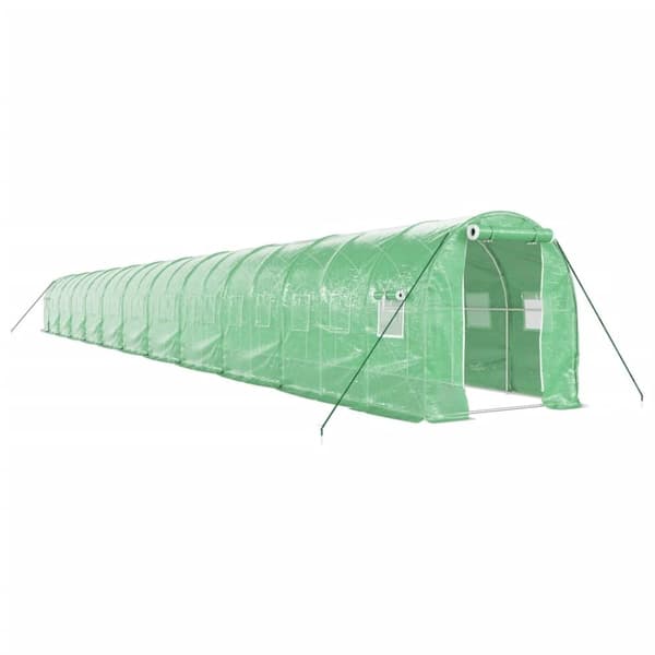 vidaXL Drivhus med stålramme grønn 44 m² 22x2x2 m