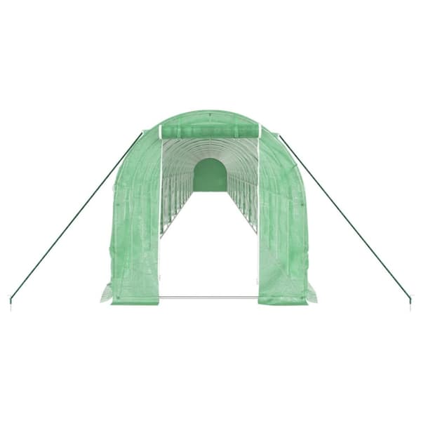 vidaXL drivhus med stålstel 44 m² 22x2x2 m grøn