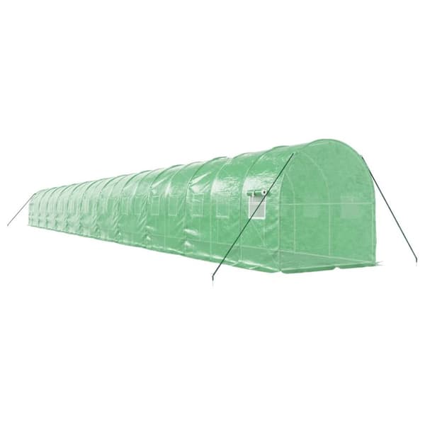 vidaXL drivhus med stålstel 44 m² 22x2x2 m grøn