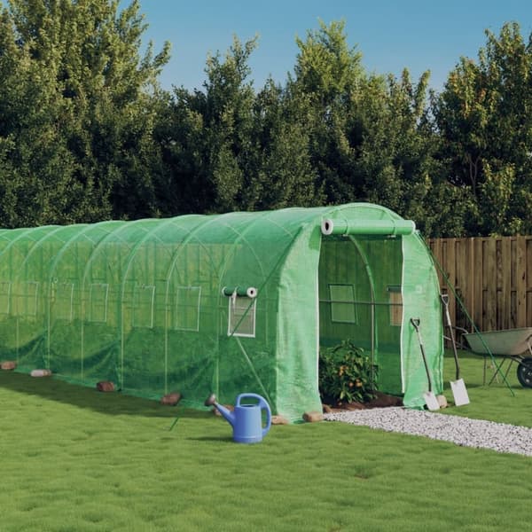 vidaXL drivhus med stålstel 44 m² 22x2x2 m grøn