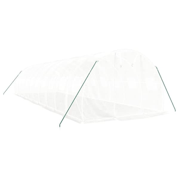 vidaXL Drivhus med stålramme hvit 30 m² 10x3x2 m
