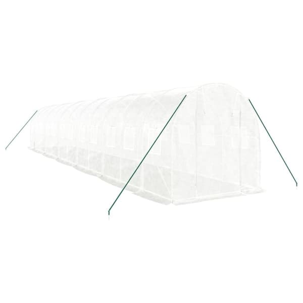 vidaXL drivhus med stålstel 24 m² 12x2x2 m hvid