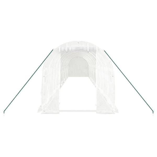 vidaXL drivhus med stålstel 24 m² 12x2x2 m hvid