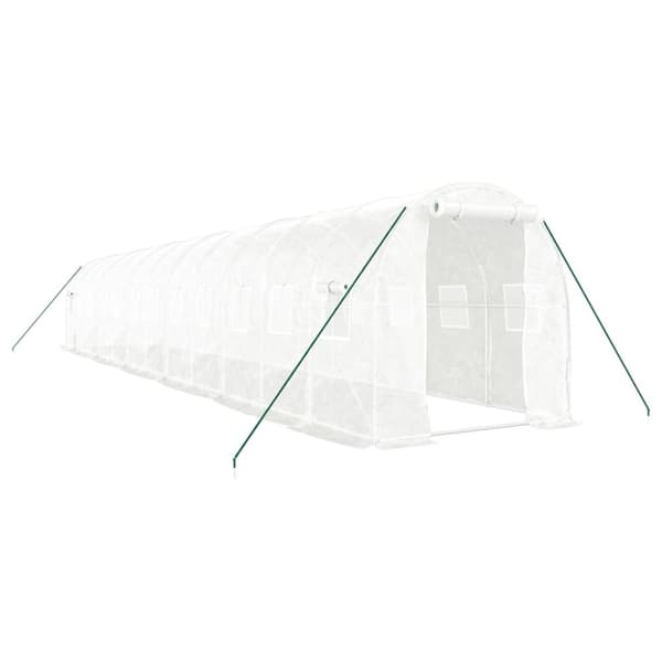 vidaXL drivhus med stålstel 24 m² 12x2x2 m hvid