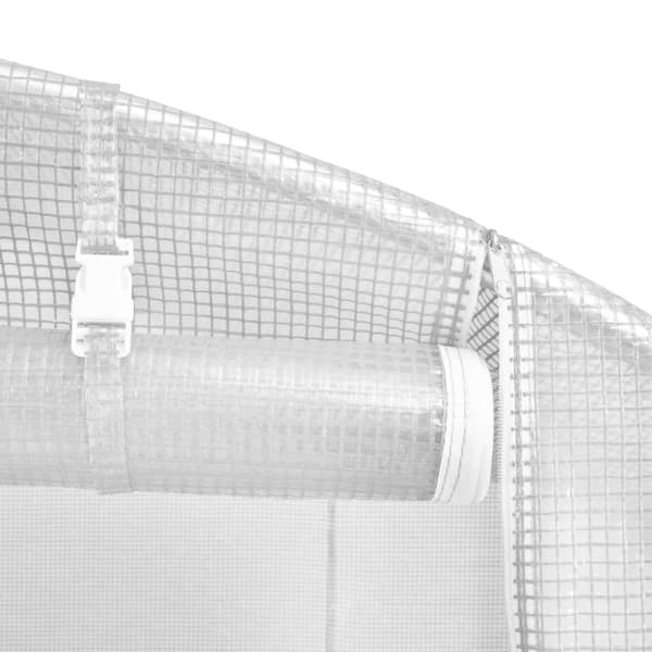 vidaXL Kasvihuone teräsrungolla valkoinen 30 m² 10x3x2 m