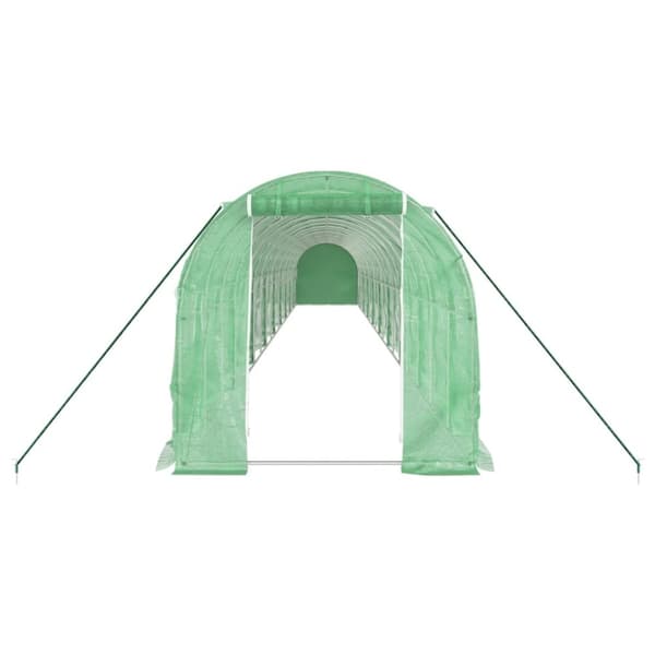 vidaXL drivhus med stålstel 36 m² 18x2x2 m grøn