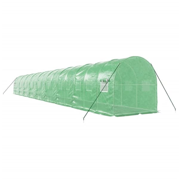 vidaXL drivhus med stålstel 36 m² 18x2x2 m grøn