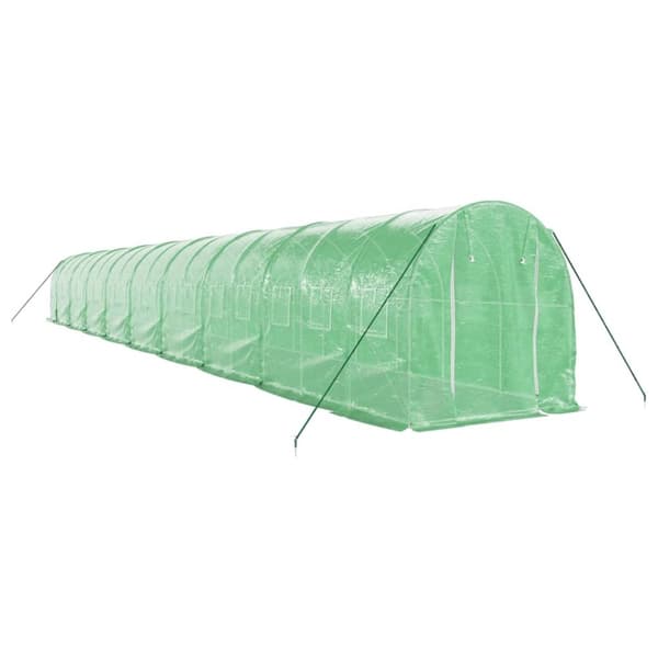 vidaXL Växthus med stålram grön 36 m² 18x2x2 m