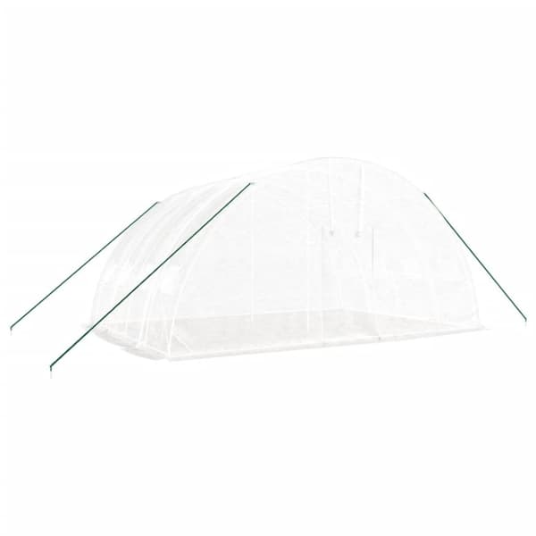 vidaXL Växthus med stålram vit 24 m² 6x4x2,85 m