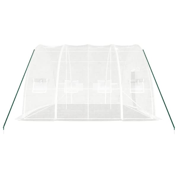 vidaXL Växthus med stålram vit 24 m² 6x4x2,85 m