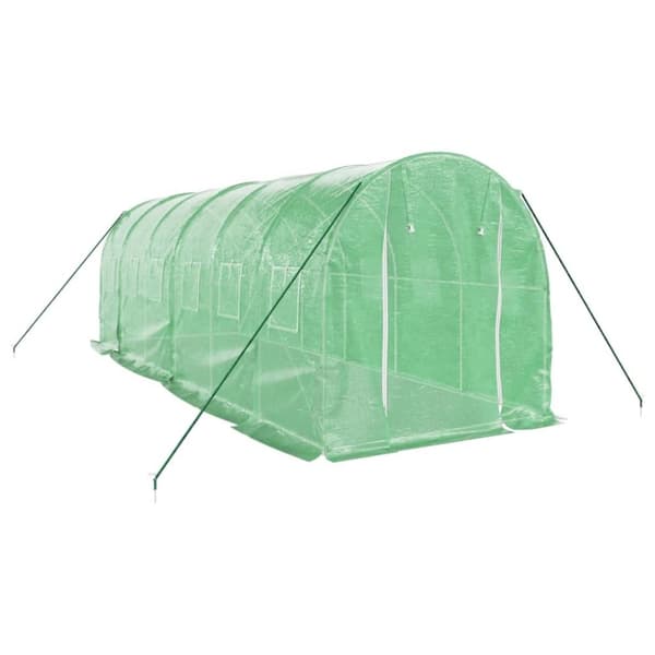 vidaXL Växthus med stålram grön 12 m² 6x2x2 m