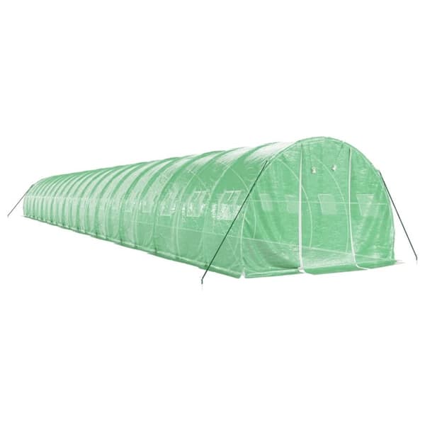 vidaXL drivhus med stålstel 60 m² 20x3x2 m grøn